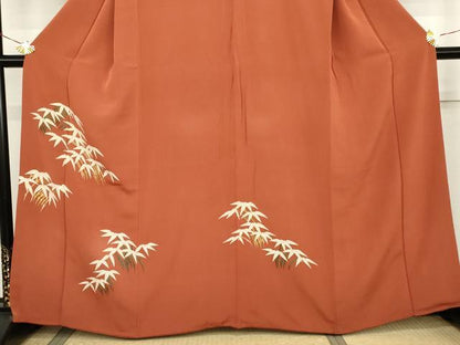 平和屋着物●訪問着　駒刺繍　笹竹文　正絹　逸品　AABK1806cs