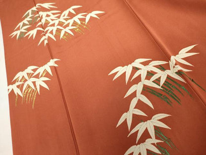 平和屋着物●訪問着　駒刺繍　笹竹文　正絹　逸品　AABK1806cs