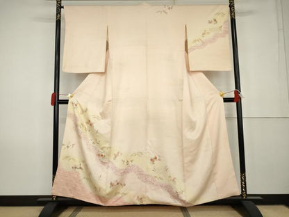 平和屋着物●訪問着　籬草花文　暈し染め　金彩　正絹　逸品　AABK1811cs