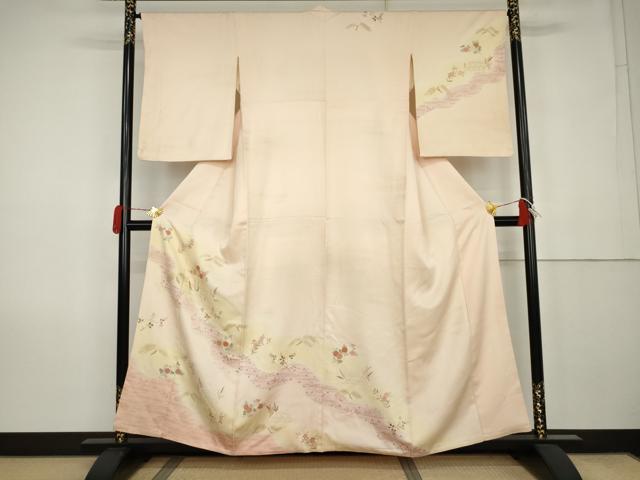 平和屋着物●訪問着　籬草花文　暈し染め　金彩　正絹　逸品　AABK1811cs
