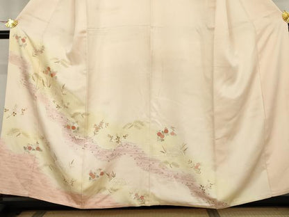 平和屋着物●訪問着　籬草花文　暈し染め　金彩　正絹　逸品　AABK1811cs