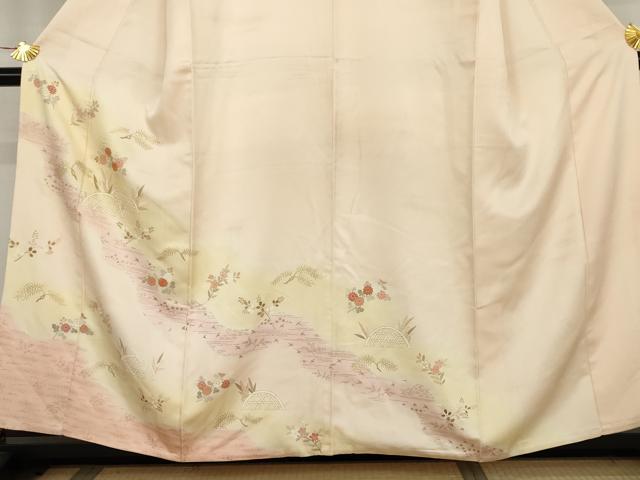 平和屋着物●訪問着　籬草花文　暈し染め　金彩　正絹　逸品　AABK1811cs
