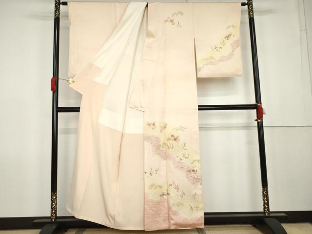 平和屋着物●訪問着　籬草花文　暈し染め　金彩　正絹　逸品　AABK1811cs