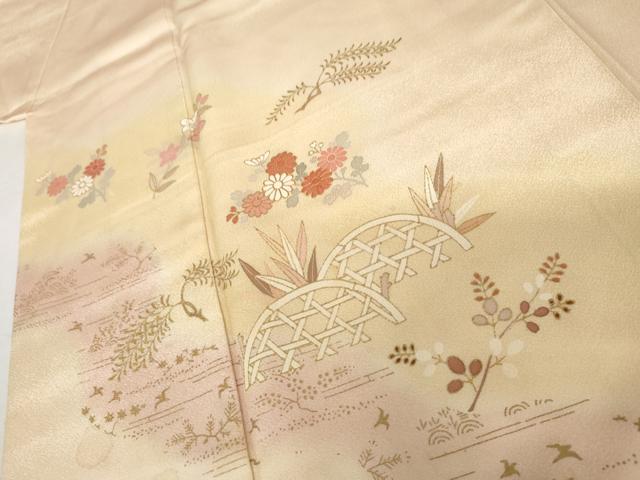 平和屋着物●訪問着　籬草花文　暈し染め　金彩　正絹　逸品　AABK1811cs