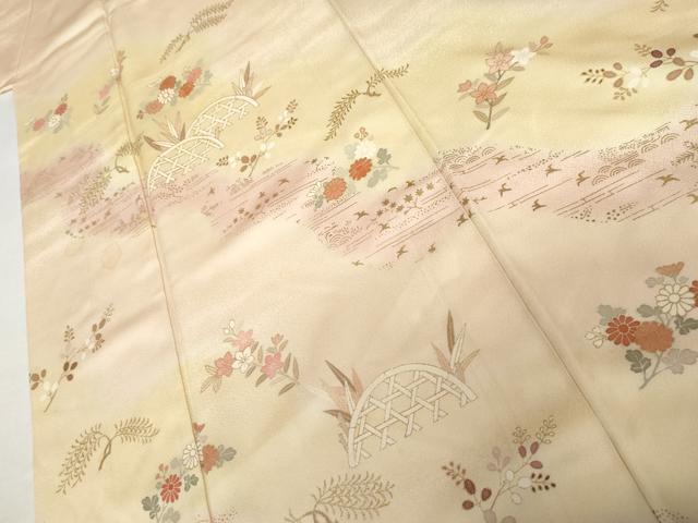 平和屋着物●訪問着　籬草花文　暈し染め　金彩　正絹　逸品　AABK1811cs