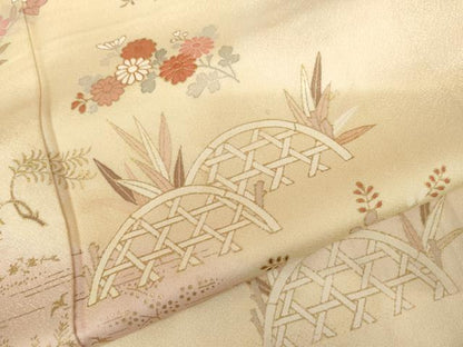 平和屋着物●訪問着　籬草花文　暈し染め　金彩　正絹　逸品　AABK1811cs