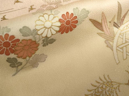 平和屋着物●訪問着　籬草花文　暈し染め　金彩　正絹　逸品　AABK1811cs