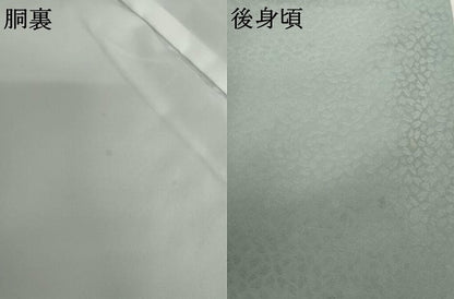 平和屋着物●撫松庵　小紋・浴衣兼用　セオアルファ　色無地　舞桜地紋　秘色色　洗える着物　AABK1813cs