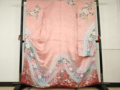 平和屋着物●伯河貞雄　振袖　辻が花　絞り　暈し染め　鈴乃屋扱い　正絹　逸品　AABK1818cs