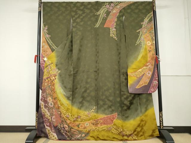 平和屋着物●豪華振袖　辻が花　絞り　金銀彩　金通し地　正絹　逸品　AABK1823cs