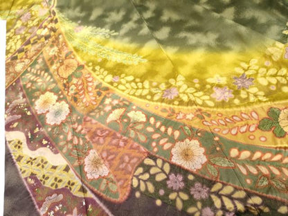 平和屋着物●豪華振袖　辻が花　絞り　金銀彩　金通し地　正絹　逸品　AABK1823cs