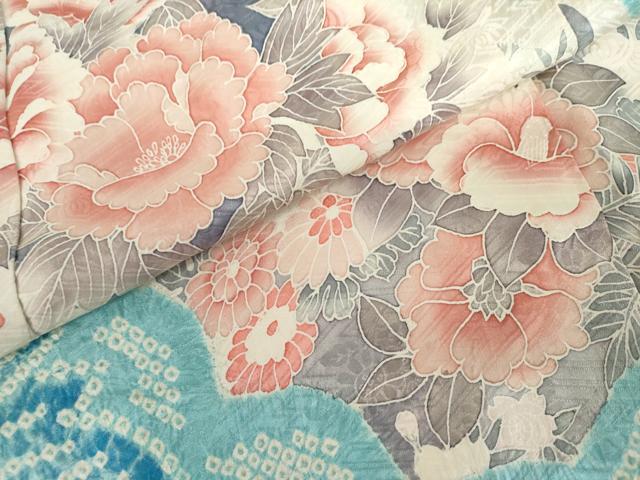 平和屋着物●豪華振袖　絞り　雲取り草花文　正絹　逸品　AABK1824cs
