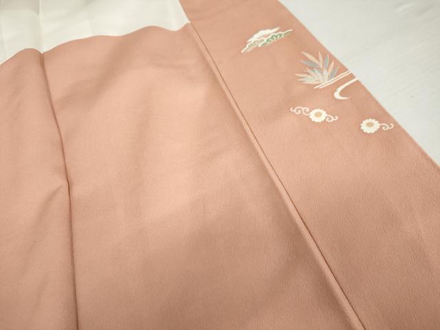 平和屋着物●訪問着　駒刺繍　御所車鴛鴦草花文　暈し染め　金糸　金彩　正絹　逸品　AABK1826cs