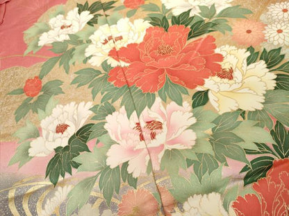 平和屋着物●豪華振袖　流水枝花文　暈し染め　金彩　仮絵羽　逸品　未使用　AABK1828cs