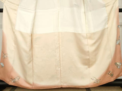 平和屋着物●訪問着　駒刺繍　扇面花車文　暈し染め　金彩　正絹　逸品　AABK1829cs