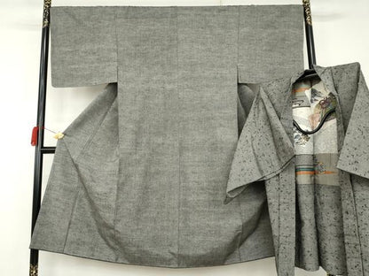 平和屋着物●男性　紬　アンサンブル　霞文　正絹　逸品　未使用　AABK1830cs