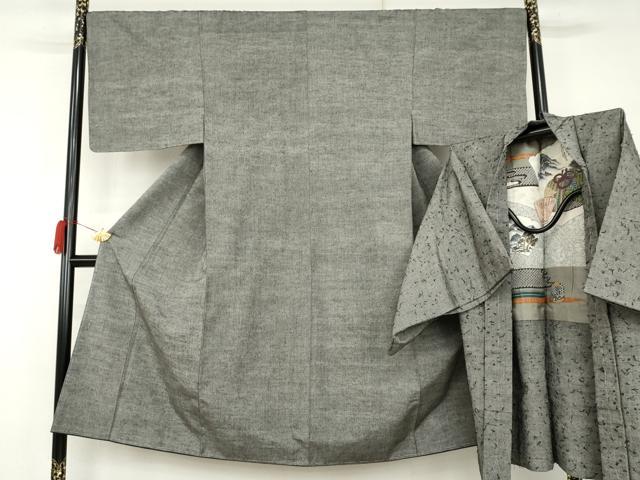 平和屋着物●男性　紬　アンサンブル　霞文　正絹　逸品　未使用　AABK1830cs