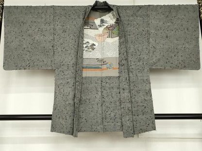 平和屋着物●男性　紬　アンサンブル　霞文　正絹　逸品　未使用　AABK1830cs