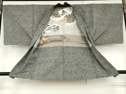 平和屋着物●男性　紬　アンサンブル　霞文　正絹　逸品　未使用　AABK1830cs