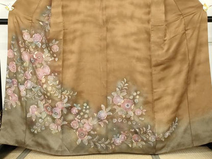 平和屋着物●訪問着　辻が花　暈し染め　金彩　金通し地　正絹　逸品　AABK1832cs