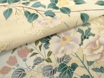 平和屋着物●訪問着　友禅　枝花文　暈し染め　金彩　正絹　逸品　未使用　AABK1834cs