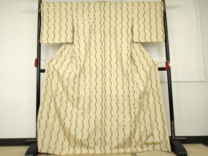 平和屋着物●ぜんまい紬　変わり縞　正絹　逸品　AABK1837cs