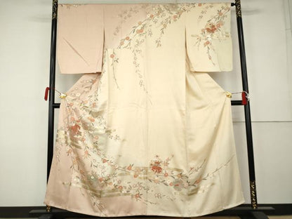 平和屋着物●訪問着　エ霞雪輪草花文　暈し染め　金銀彩　正絹　逸品　AABK1838cs