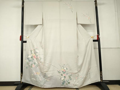 平和屋着物●訪問着　友禅　鴛鴦枝花文　暈し染め　正絹　逸品　AABK1839cs
