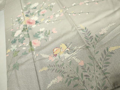平和屋着物●訪問着　友禅　鴛鴦枝花文　暈し染め　正絹　逸品　AABK1839cs