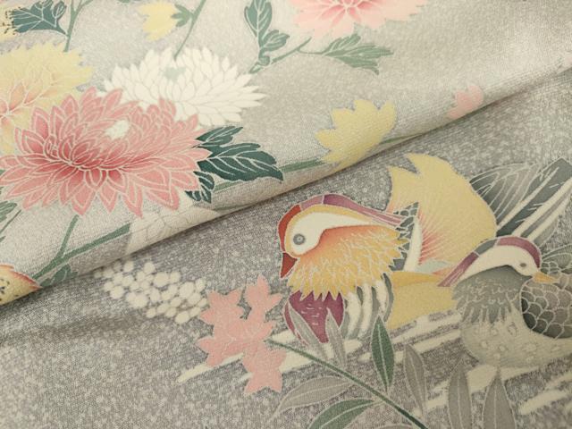 平和屋着物●訪問着　友禅　鴛鴦枝花文　暈し染め　正絹　逸品　AABK1839cs