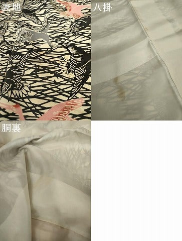 平和屋着物●上質な小紋　型染め　飛鶴文　正絹　逸品　AABK1840cs