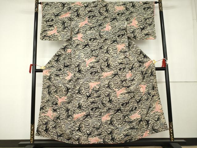 平和屋着物●上質な小紋　型染め　飛鶴文　正絹　逸品　AABK1840cs