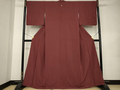 平和屋着物●上質な色無地　葡萄茶色　正絹　逸品　AABK1841ck