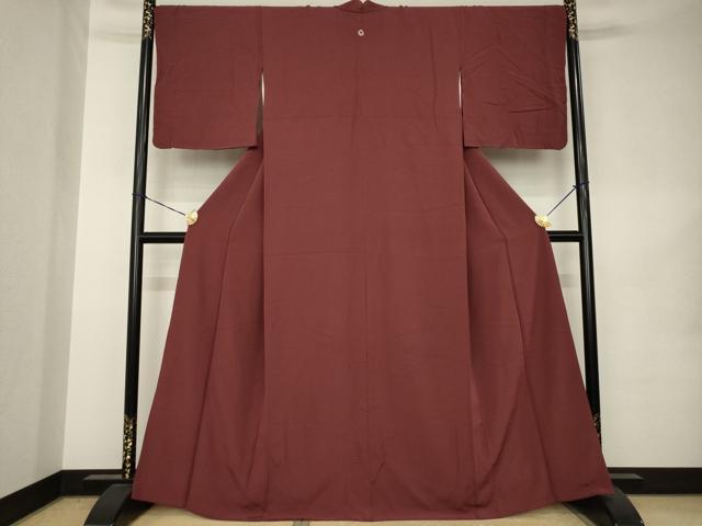 平和屋着物●上質な色無地　葡萄茶色　正絹　逸品　AABK1841ck
