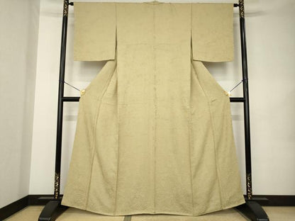 平和屋着物●上質な色無地　遠山風景地紋　榛色　正絹　逸品　AABK1844ck