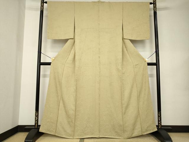 平和屋着物●上質な色無地　遠山風景地紋　榛色　正絹　逸品　AABK1844ck