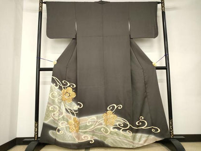 平和屋着物●訪問着　駒刺繍　水車　暈し染め　金銀彩　正絹　逸品　AABK1846ck