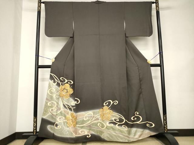 平和屋着物●訪問着　駒刺繍　水車　暈し染め　金銀彩　正絹　逸品　AABK1846ck