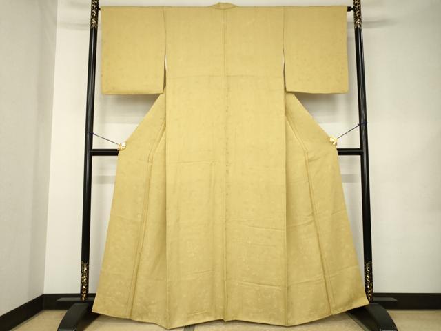 平和屋着物●上質な色無地　御所車花地紋　飴色　さが美扱い　正絹　逸品　AABK1849ck