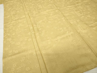 平和屋着物●上質な色無地　御所車花地紋　飴色　さが美扱い　正絹　逸品　AABK1849ck