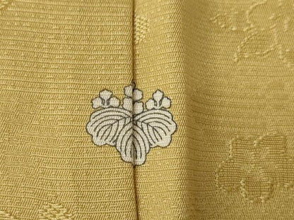 平和屋着物●上質な色無地　御所車花地紋　飴色　さが美扱い　正絹　逸品　AABK1849ck
