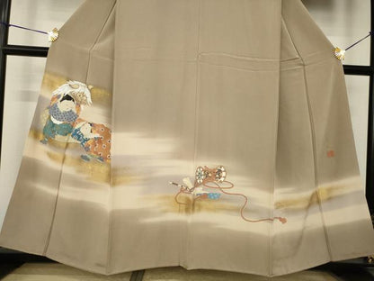 平和屋着物●京童人形絵師　高橋翠延　色留袖　二人羽織　金彩　正絹　逸品　AABK1851ck