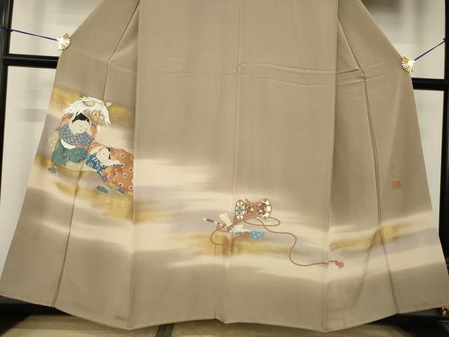 平和屋着物●京童人形絵師　高橋翠延　色留袖　二人羽織　金彩　正絹　逸品　AABK1851ck