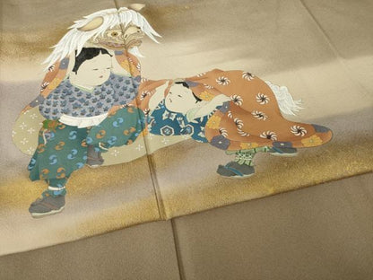 平和屋着物●京童人形絵師　高橋翠延　色留袖　二人羽織　金彩　正絹　逸品　AABK1851ck