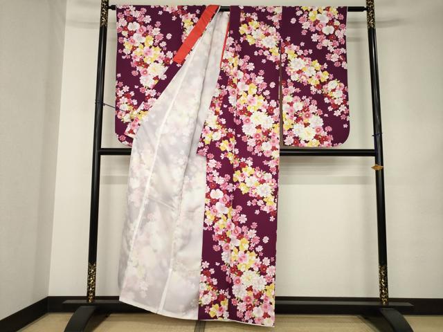 平和屋着物●小振袖　二尺袖　舞花文　金彩　洗える着物　AABK1857ck