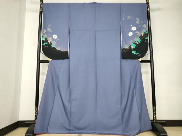 平和屋着物●小振袖　二尺袖　花蔦葉文　洗える着物　AABK1858ck