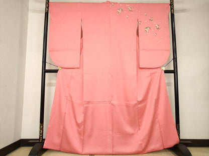 平和屋着物●小振袖　二尺袖　花丸文　洗える着物　AABK1859ck