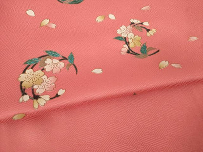 平和屋着物●小振袖　二尺袖　花丸文　洗える着物　AABK1859ck