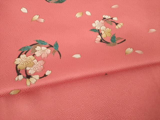 平和屋着物●小振袖　二尺袖　花丸文　洗える着物　AABK1859ck