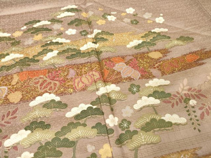 平和屋着物●豪華色留袖　駒刺繍　吉祥文　正絹　逸品　AABK1864ck